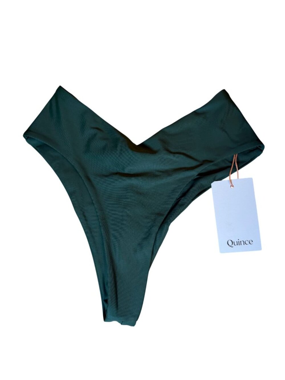 Quince Italian High-Leg Bikini Bottom Palm Green Size XS NWT